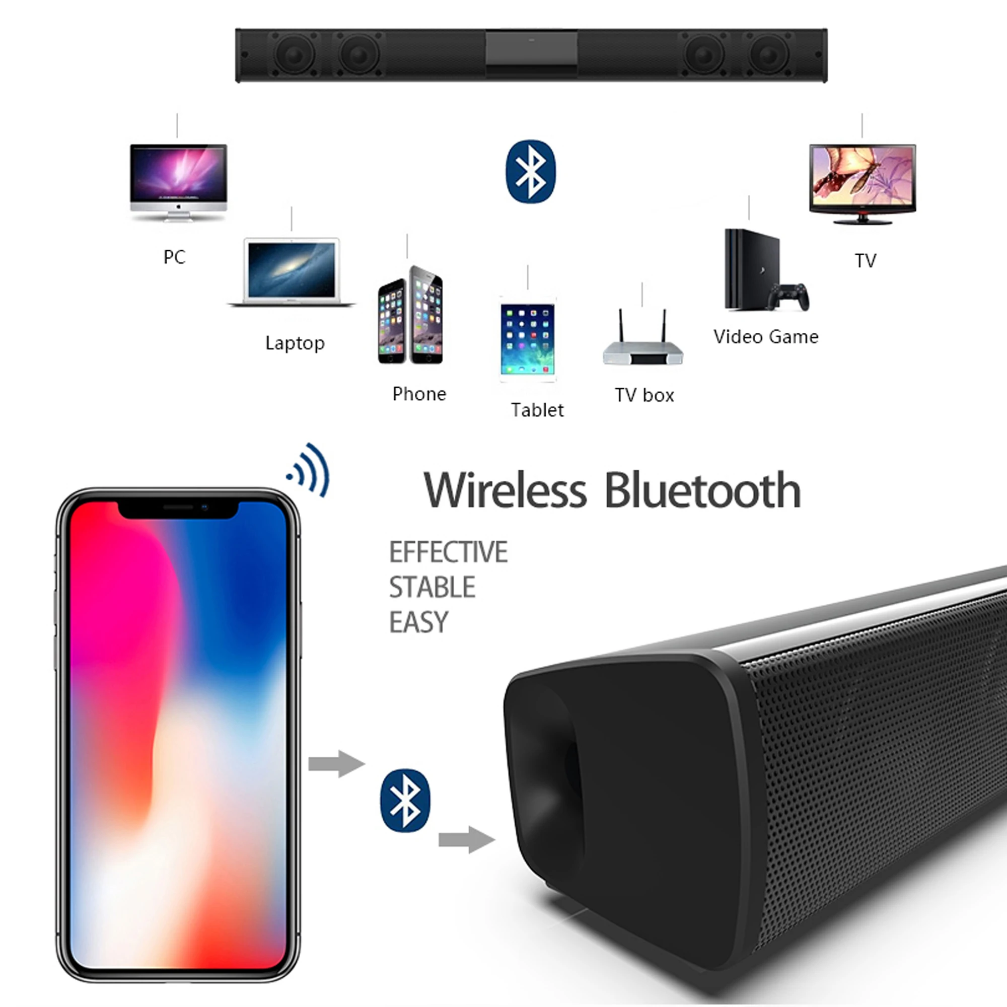 40W High Power Soundbar for TV - Audio Music Apple review and price